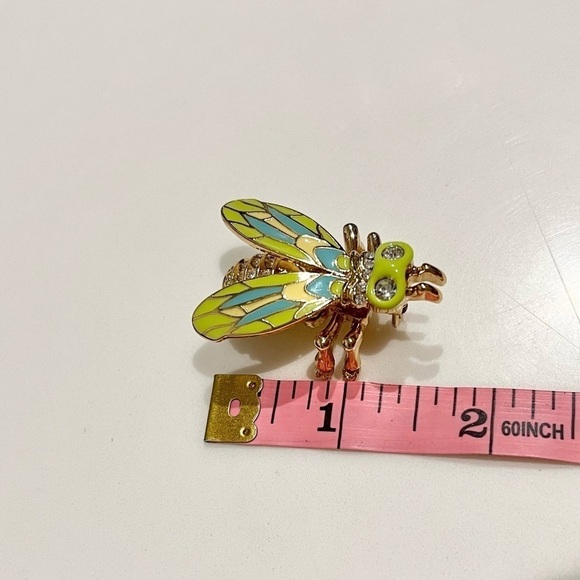 1960-70s Vintage Gold Tone Rhinestone & Enamel Honey Bee Brooch, MINT condition - Picture 6 of 6